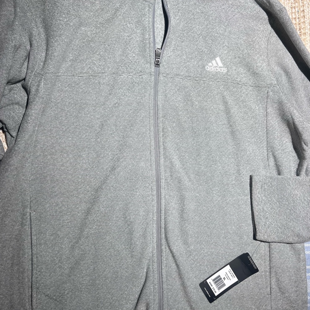 Adidas Gray Performance Jacket Full-Zip Fleece